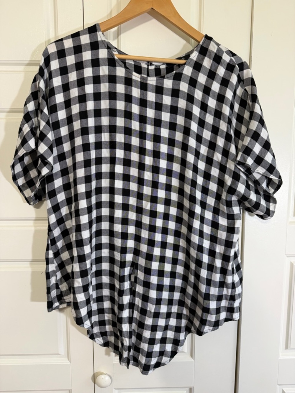 Madewell Black and White Gingham Short Sleeve Top